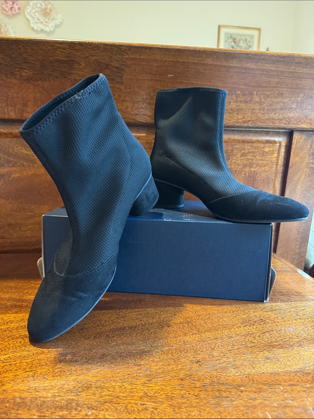 Nine West Black Stretch Sock Ankle Booties